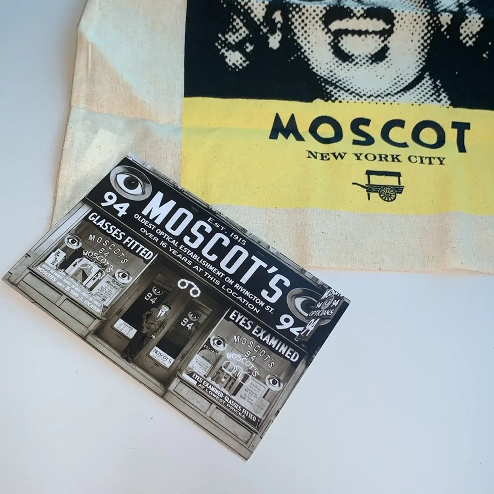 New MOSCOT Grandma Sylvia Cotton Tote Bag & postcard and pin